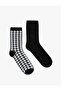 Houndstooth Patterned 2-Piece Socks Set - 2