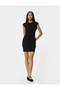 Back Low-Cut Mini Pencil Dress Cap Sleeve Round Neck