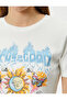 Printed Crop T-Shirt Slim Fit Short Sleeve Crew Neck Cotton - 5
