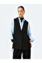 Crepe fabric side tied lapel collar long vest. - 3