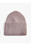 Elastic Knitted Beret with Wide Layers on the Edges