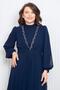 Stone Print Detailed Chiffon Evening Dress Navy Blue Tbs950 - 4