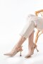 Anor Beige Patent Leather Side Buckle (8 cm) Pointed Toe Heeled Shoes - 2