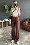 Lycra Flexible Crepe Fabric Palazzo Trousers - Brown - 2