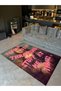 Marbling Collection Artistic Pattern and Text Detailed Woven Base Modern Decorative Carpet Ebru45