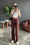 Lycra Flexible Crepe Fabric Palazzo Trousers - Brown