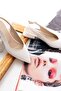 Dion White (3 cm Heels) Pointed Toe Heeled Ballerinas - 3