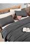Dark Gray 100% Cotton Single 160X240Cm Waffle Fringeless Bedspread/1 Piece 50X70Cm Pillow - 3