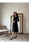 Black Short Flared Velvet Dress - 2