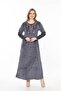 Velvet Hijab Dress with Collar Embroidery and Detailed Embellishments - 8
