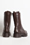 Women's Boots Thick Soled Zippered Daily Boots Genuine Leather Br 66159 Brown - 3