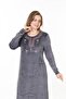 Velvet Hijab Dress with Collar Embroidery and Detailed Embellishments - 3