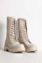 Deri̇club Women's Boots Thick Soled Zippered Daily Boots Real Leather Br 66159 Beige - 2