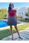 Gray Pleated Mini Skirt - 3