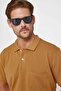 Men's Classic Fit Comfortable Cut 100% Cotton Plain Pique Brown Polo Collar T-Shirt - 3