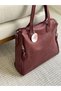 Large Salaş Burgundy Women's Shoulder Bag with Zipper Details - 4