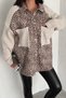 Women's Leopard Standard Size Oversize Cardigan with Sleeves and Pocket Knitwear