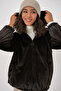 5091 Hooded Fur Lined Coat - Brown