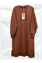 Women's Brown Two Thread Crew Neck Seasonal Comfortable Fit Below Knee Tunic 306450 - 2