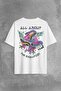 White Oversize T-Shirt - Eagle and Snake Printed