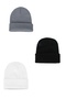 Unisex Folded Black and White and Gray 3-Piece Winter Beanie Set - 6
