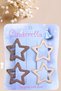 Set of 4 Coated Matte Beige & Brown Star Snap Hair Clips - Girls' Star Snap Hair Clips