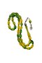 Green Yellow Color Barley Cut Powdered Amber Rosary - 3
