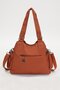 Tan Multi-Compartment Leather Shoulder Bag - 5