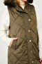 Khaki Fur Hooded Inflatable Vest - 6