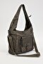 Gray Side Studded Shoulder Bag