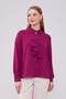 Fuchsia Collar Scarf Brooch Detailed Blouse - 2