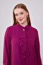 Fuchsia Collar Scarf Brooch Detailed Blouse - 4