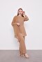 Mustard Stone Embroidered Chiffon Double Set