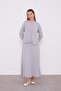 Gray Button Closure Skirt Suit
