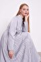 Gray Stone Embroidered Evening Dress Satin Dress - 7