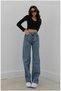 Santa 90's Blue High Waist Palazzo Wideleg Jean Women's P Lycra Women's Slimming Denim Trousers - 2