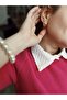 Lilyum Collection Special Boxed Lace Collar Shirt Collar Neck Collar Cream Color Lace Elastic