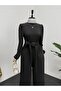 Stand Collar Elastic Waist Belted Jumpsuit - 2