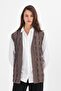 Women's Mink Silvery Twist Patterned Seasonal Knitwear Vest