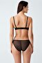 6118 Black Color Padded Bra Panty Lace 2-Piece Set - 2