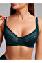 Espera Model Lace Detail Non-Padded Semi-Transparent Bra Emerald Green Color