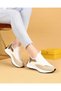 Dracia Gold Colored Luxury Suede Women's Daily Walking Shoes