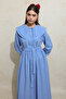 Blue Double Baby Collar Dress - 5