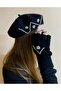 New Year Gift - Black French Painter Zircon Gloves and Beret Set - 4