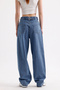Women's High Waist Buckle Detailed Loose Fitting Wide Leg Casual Baggy Jean Blue Jeans Loose Pants - 3