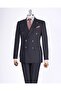 Italian Style Slim Fit Double Breasted Jacket Pants Suit Black T13524