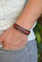 Men's Leather Bracelet Black Red