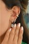 Letter F Steel Earring Single - 4