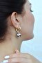 Two Color Domed Heart Steel Hoop Earrings Heart Charm Hoop Earrings - 5