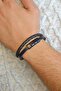 Men's Leather Bracelet Black - 3